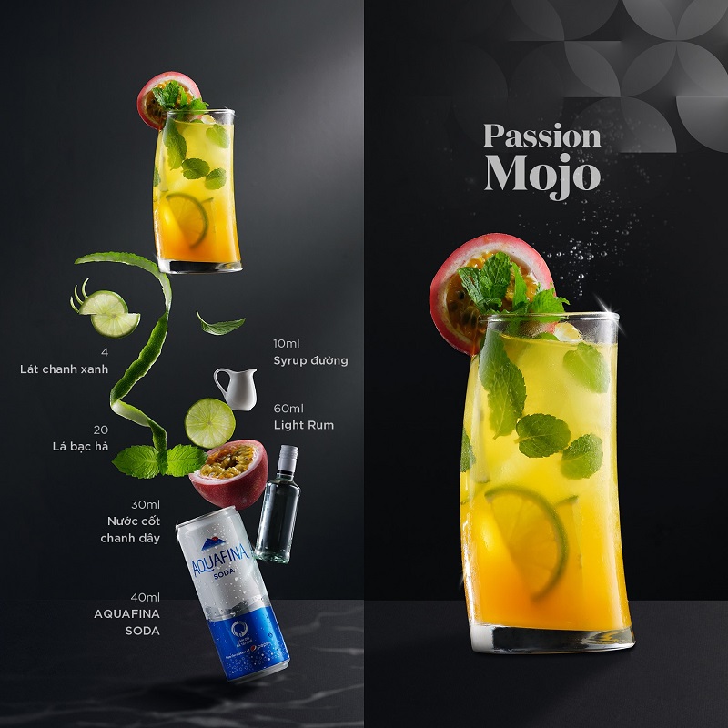 bộ công thức pha chế 10 món cocktail từ "nàng thơ" aquafina soda