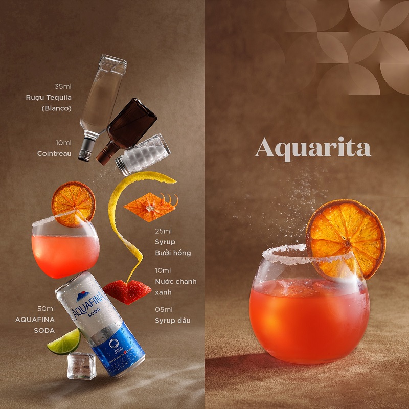 bộ công thức pha chế 10 món cocktail từ "nàng thơ" aquafina soda