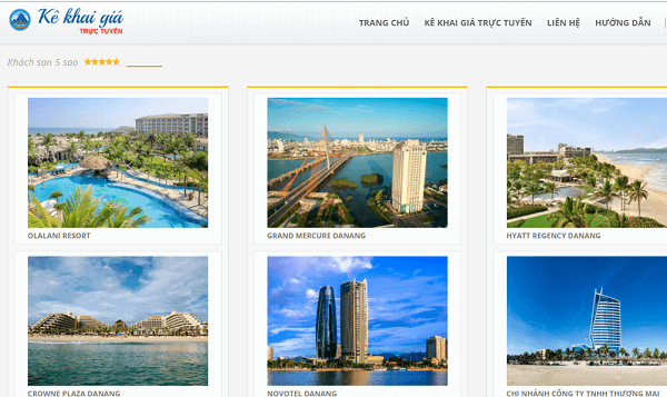 đà nẵng công khai giá niêm yết từng phòng khách sạn trên mạng