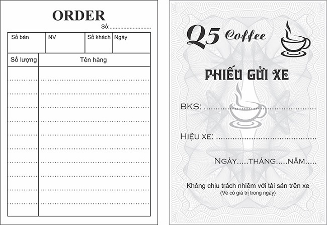 mẫu order món chuẩn cho nhà hàng - khách sạn