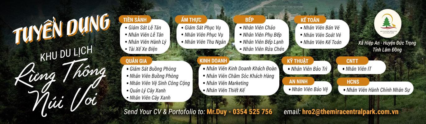 KHU DU LỊCH RỪNG THÔNG NÚI VOI TUYỂN DỤNG