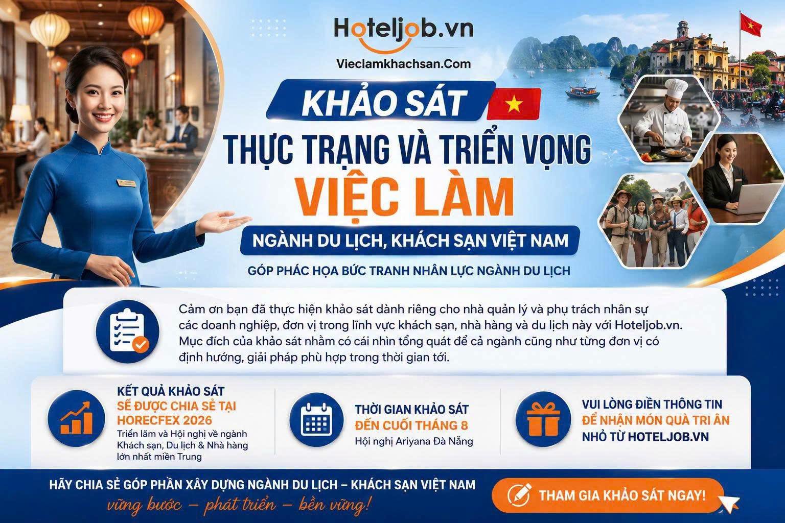 Khảo sát thực trang & triển vọng việc làm du lịch - khách sạn 2026: Góc nhìn từ Nhà quản lý và HR